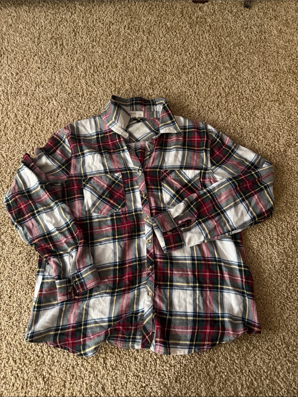 Maurices Red and White Plaid Button-Down Shirt
